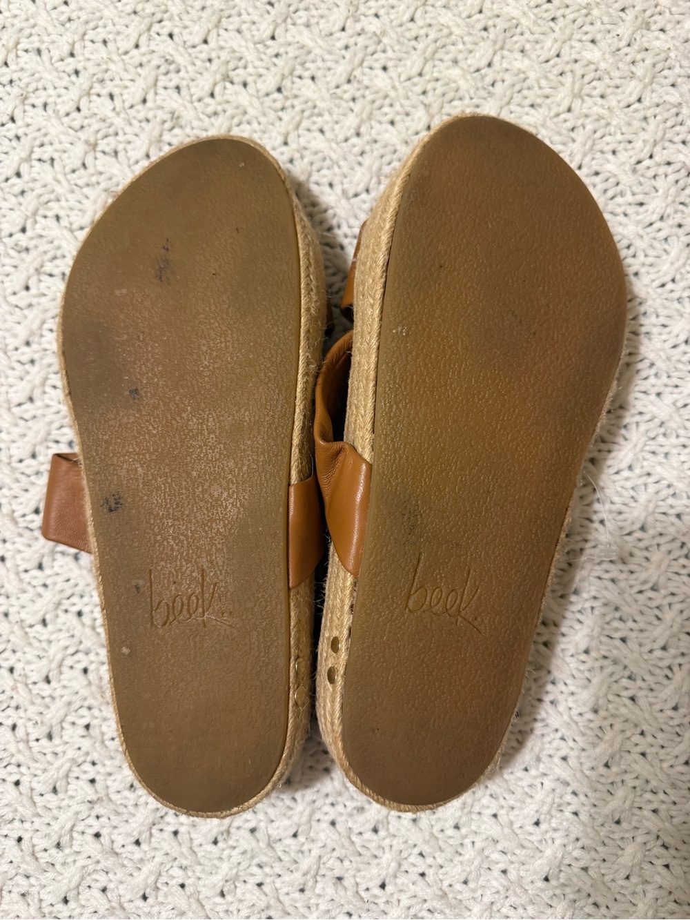 beek Women's Double Strap Slide Sandals in Cognac Brown size 8 - Picture 8 of 11